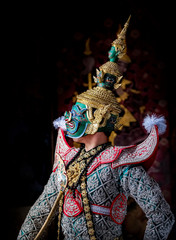 Art culture Thailand Dancing in masked khon in literature ramayana,Thai classical monkey masked,...