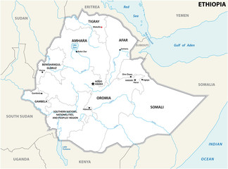 Ethiopia administrative and political map