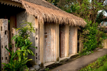 Fototapeta na wymiar Traditional Indonesian building with thatched roof