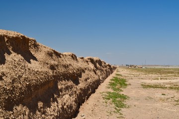 The ancient Great Wall from Ming Dynasty in Jiayuguan, Gansu province, China. 