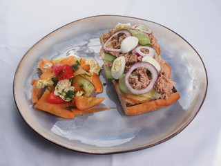 Meat Sandwich with cucumbers and egg