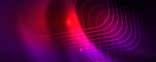 Shiny glowing design background, neon style lines, technology concept, vector