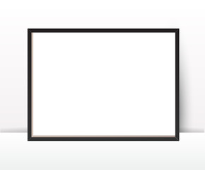 Realistic Photo Frame on wall background. Perfect for presentations, collages, paintings. Vector illustration.