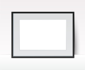 Realistic Photo Frame on wall background. Perfect for presentations, collages, paintings. Vector illustration.