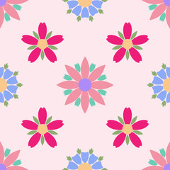 Simple flowers seamless pattern. Summer vector background