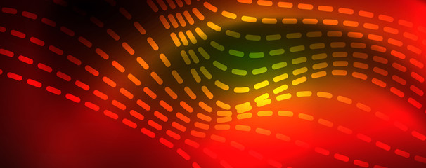 Fototapeta premium Shiny neon vector wave line abstract background, motion concept