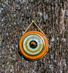 Barometer with scale patterns indicating a good weather. Weather forecast concept and information...