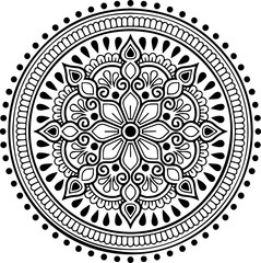 Mandala pattern black and white doodles sketch