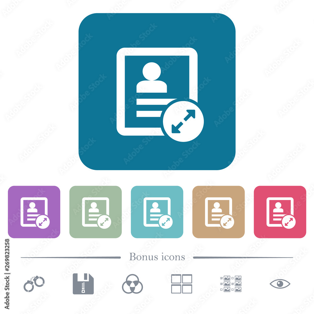 Poster extend contact flat icons on color rounded square backgrounds