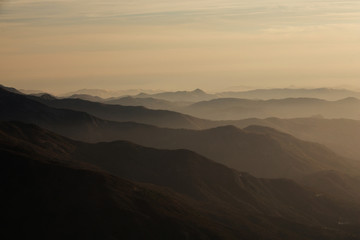 sunset on the Moro rock in Sequoia national park