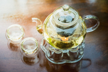 Teapot with Jasmine tea. Drink in the morning.