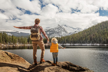 Family in Rocky mountains National park in USA - 269823883