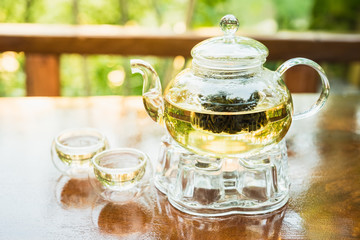 Teapot with Jasmine tea. Drink in the morning.