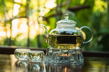 Teapot with Jasmine tea. Drink in the morning.