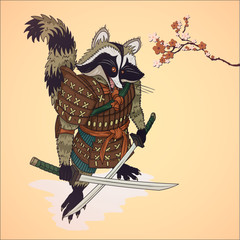 raccon-ninja-warrior-samurai