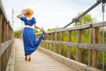 Girl in the countryside in the evening