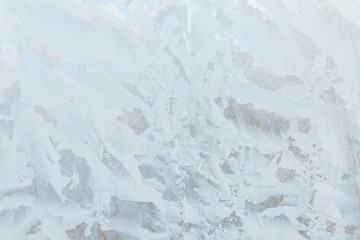 Frosty patterns on a frozen ice box in the early morning