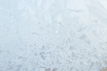 Frosty patterns on a frozen ice box in the early morning