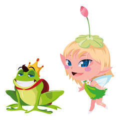 beautiful magic fairy with toad prince characters