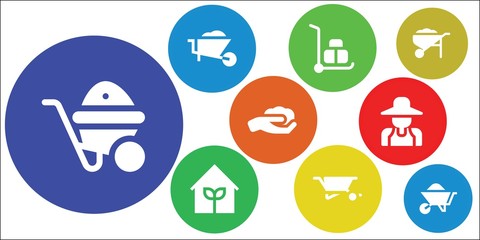 wheelbarrow icon set