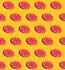 Orange and grapefruit slices isometric composition, seamless pattern 3d