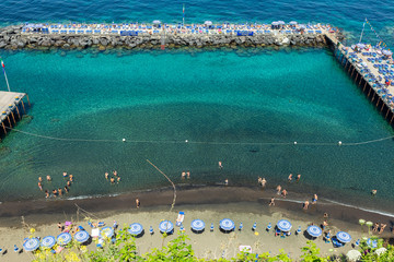 Fototapeta na wymiar Sorrento, Italy. 04-25-2019. Aerial view of a beach at Sorrento. Italy.