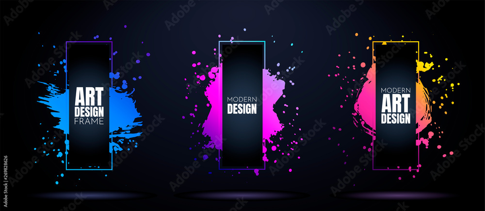Aufkleber vector frame for text. modern art graphics. dynamic frame stylish geometric black background. elemen