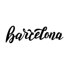 Barcelona calligraphy style logo. Trendy lettering text. Vector eps 10.