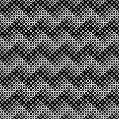 Geometrical seamless abstract circle pattern background design - black and white vector illustration