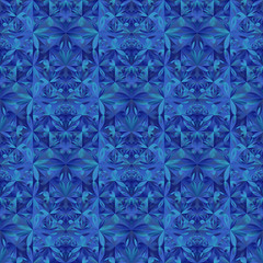 Abstract geometrical floral mosaic pattern background design - gradient blue polygonal vector graphic