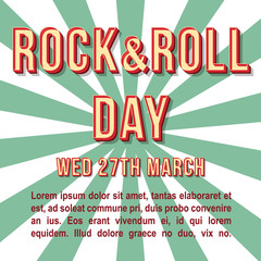 Rock and roll day vintage 3d vector lettering