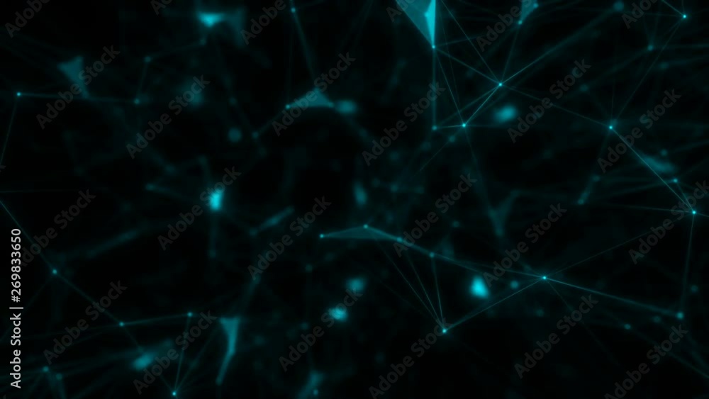Poster digital blue color wave particles and light abstract background.seamless loop.