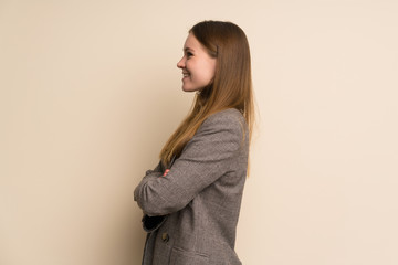 Young business woman in lateral position