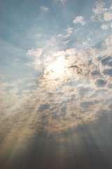 Sunshine in clouds on blusky