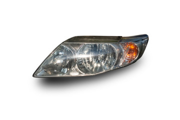 Car headlight, techno led technology, isolated from white background, cliping part