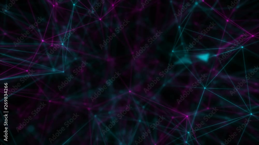 Poster abstract network animation connected circles. 4k seamless loop.