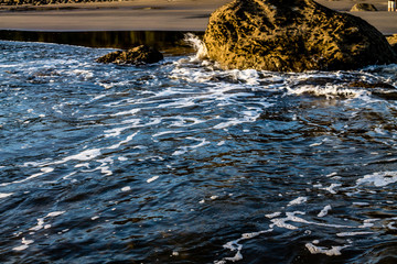 Waves roll into the beach, Opunake Beach, Taranaki, New Zealand