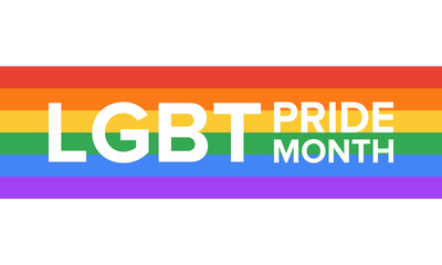 LGBT Pride Month in June. Lesbian Gay Bisexual Transgender. Celebrated annual. LGBT flag. Rainbow love concept. Human rights and tolerance. Poster, card, banner and background. Vector ilustration