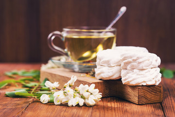 green tea with marshmallow