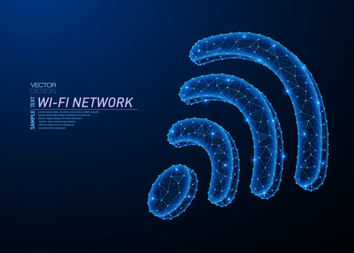 Abstract polygonal light design of wi-fi wave symbol