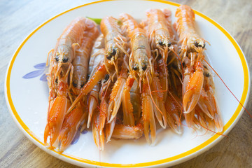 fresh scampi of mediterranean sea