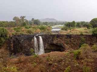 Waterfall at the source of blue nile in the dry season, Ethiopia