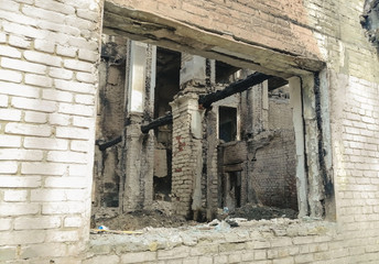 Fototapeta premium ruins, debris of a living destroyed house
