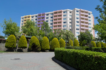 the flat and garden view from Turkey to be homeowner for real estate agent.