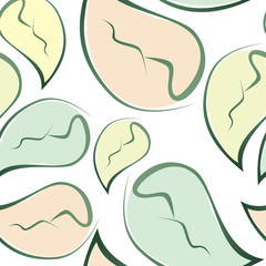 Leaves pattern. Multicolor doodle leaves on white background. Seamless wallpaper.