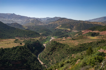 Fototapeta na wymiar Green valley in the Atlas Mountains Morocco