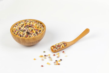 Colourful star shaped pasta macaroni vegetable on white background