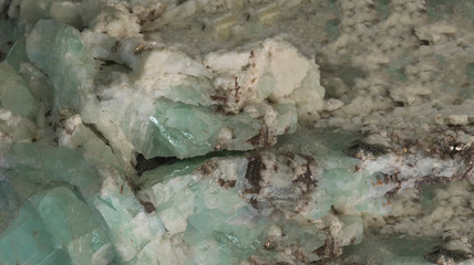 green geological natural crystal stone aquamarine