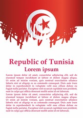 Flag of Tunisia, Republic of Tunisia. Template for award design, an official document with the flag of Tunisia. Bright, colorful vector illustration.