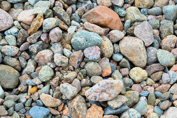 colored pebbles on the sea beach